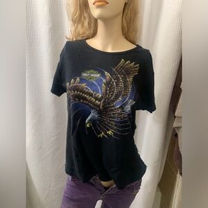 Biker Sick Y2K Back Slash Motor Pinned Cut Reno Harley Davidson Eagle Black